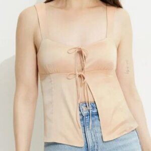 Champagne Pop Satin Tie Up Tank Top